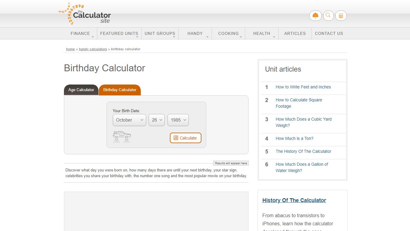 Birthday Calculator - Exact Age, Day of Birth, Chart No1 and more
